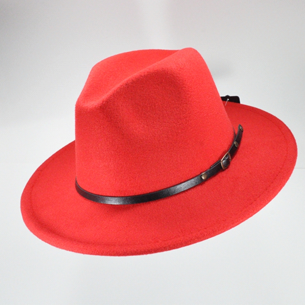 Red Felt Wide Brim Fedora Hat Valentines Day
